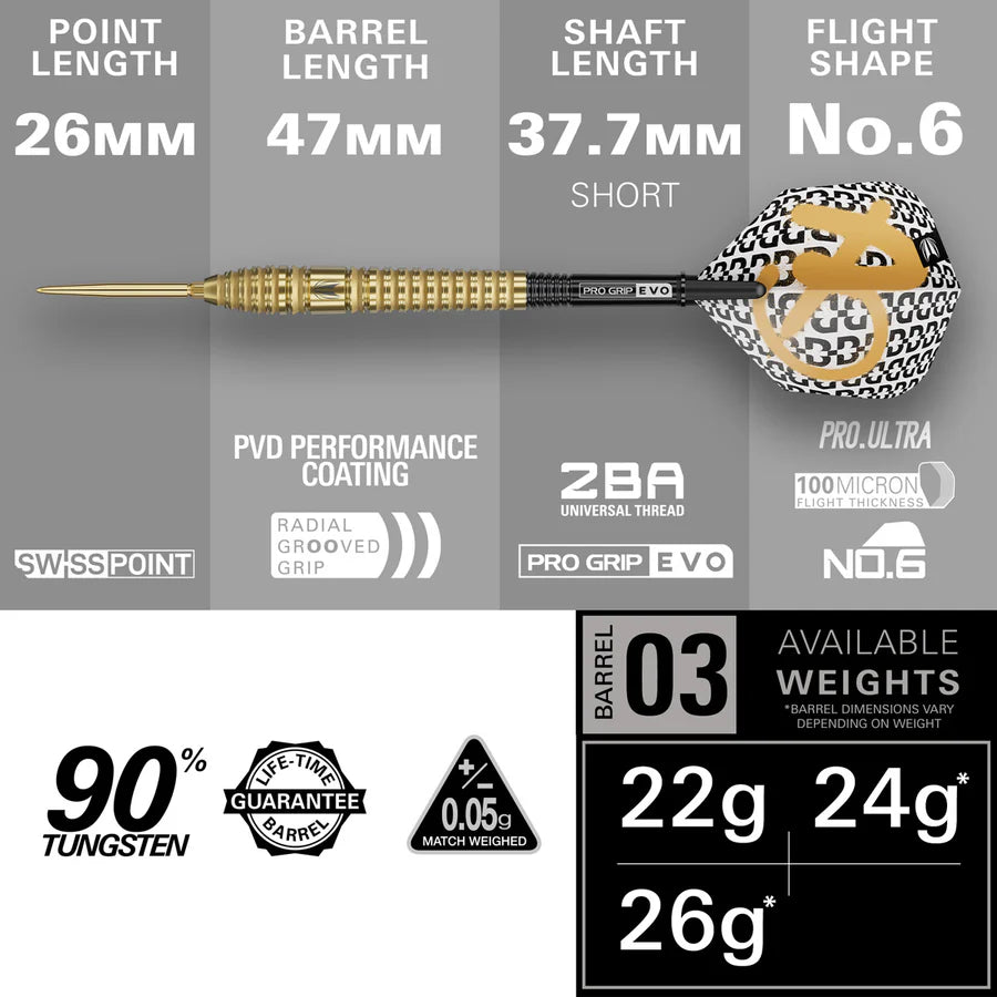Bolide Envy 03 90% Tungsten SP Steel Tip Darts - Image 2