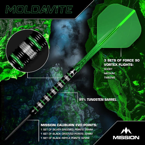 Mission Moldavite 95% Tungsten Steel Tip Darts - Image 3