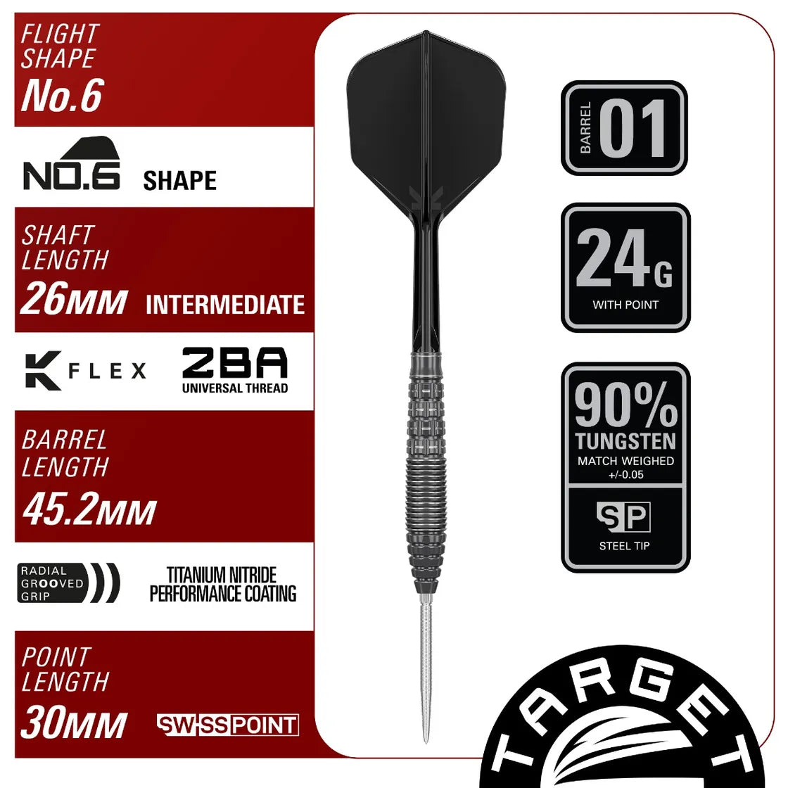 Target Japan Black Marque Phantom SP 90% Tungsten Steel Tip Darts - Image 3