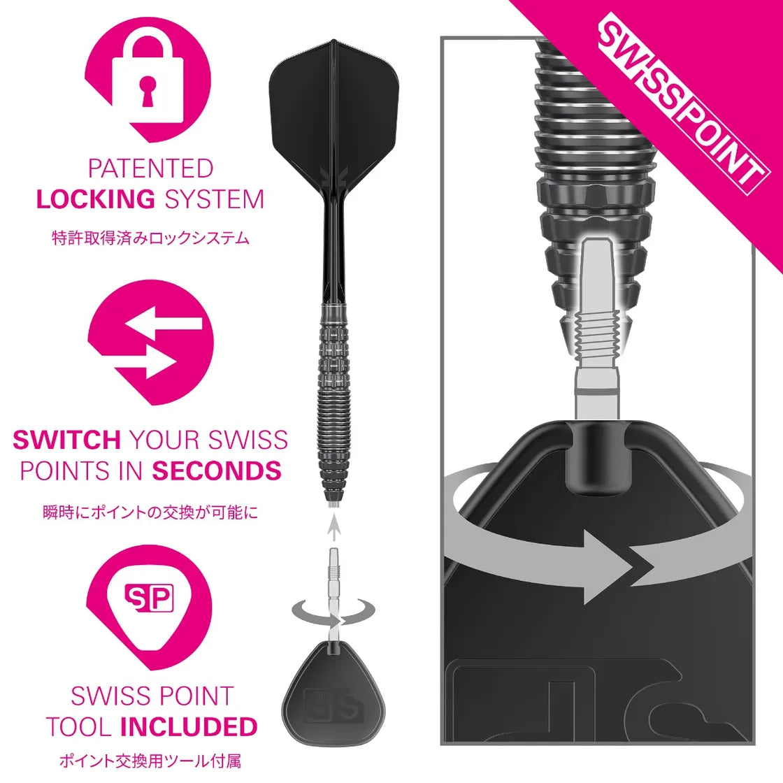 Target Japan Black Marque Phantom SP 90% Tungsten Steel Tip Darts - Image 4