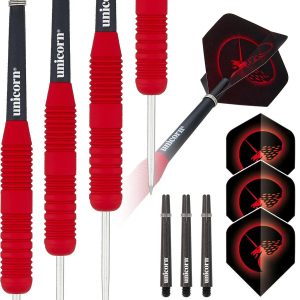 Unicorn Core Plus Red Rubberised Steel Tip Brass Darts